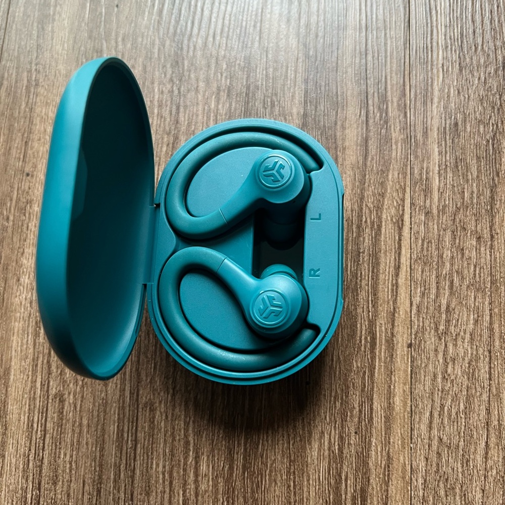 JLab GoSport Teal Wireless Earbuds with Charging Case - Picture 2 of 3